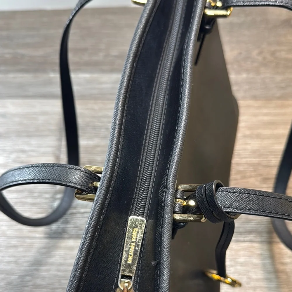 Michael Kors Black Saffiano Leather Tote with Gold Hardware